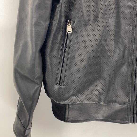 SF Superlative Fashion black moto jacket grunge dark faux leather size M - Picture 5 of 11
